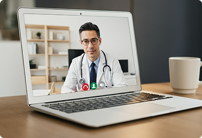 Médico em teleconsulta